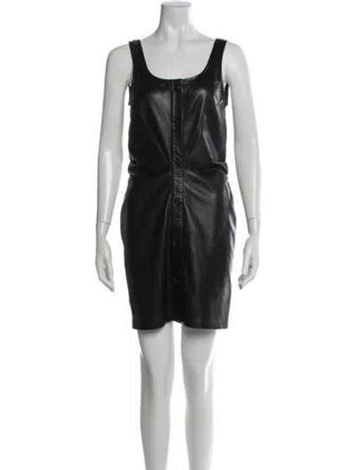 Pre-owned Nanushka Scoop Neck Mini Dress In Black