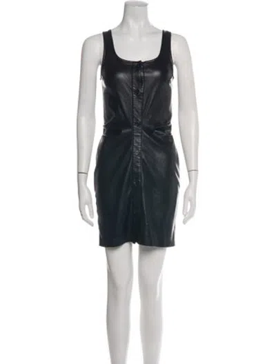 Pre-owned Nanushka Scoop Neck Mini Dress In Black
