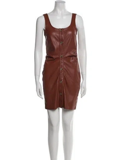 Pre-owned Nanushka Scoop Neck Mini Dress In Burgundy