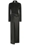 Nanushka Satin-paneled Asymetrical Maxi Dress In Black