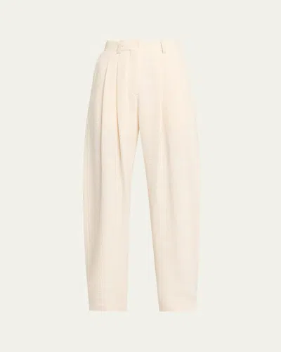 Nanushka Seka Cotton Linen Tweed Tapered Tailoring Pants In White