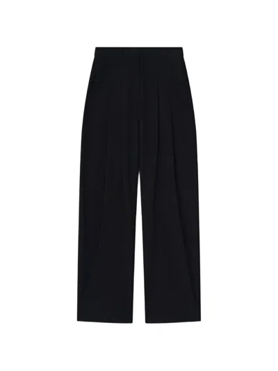 Nanushka Seka Tapered-leg Tailored Silk Trousers In Black