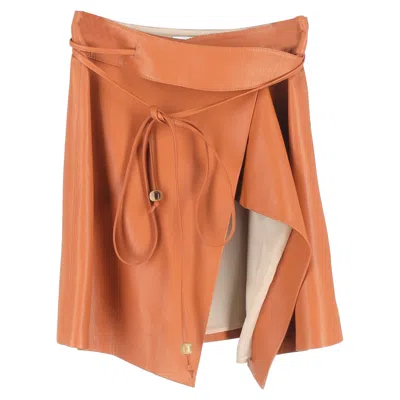 Nanushka Sekoya Mini Wrap Skirt In Brown Leather