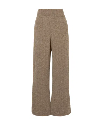 Nanushka Shad Ribbed Knitted Straight Casual Pants In Brown