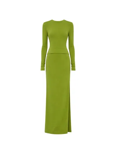 Nanushka Shada Long-sleeved Maxi Dress In Green