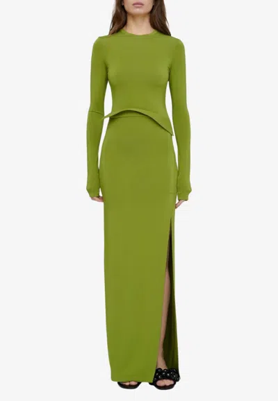 Nanushka Shada Long-sleeved Maxi Dress In Green