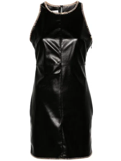 Nanushka Franca Raffia-trim Minidress In Black