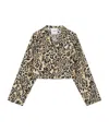Nanushka Vally Shirt In Animalier Silk In Nude