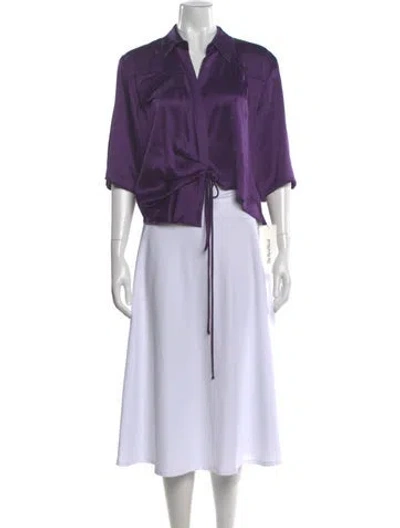 Pre-owned Nanushka Short Sleeve Blouse In Purple