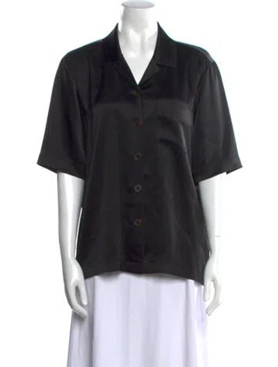 Pre-owned Nanushka Short Sleeve Button-up Top In Black