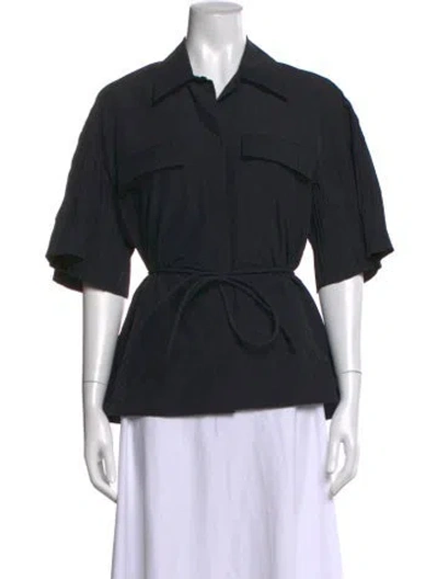 Pre-owned Nanushka Short Sleeve Button-up Top In Black