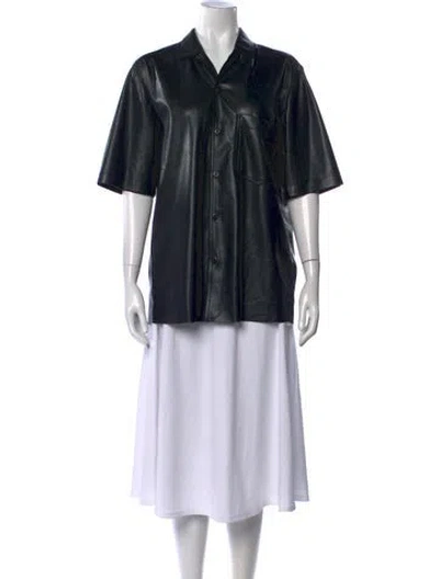 Pre-owned Nanushka Short Sleeve Button-up Top In Black
