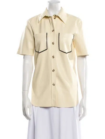 Pre-owned Nanushka Short Sleeve Button-up Top In Neutral
