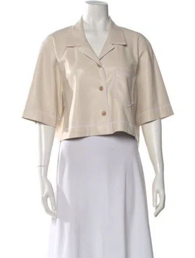 Pre-owned Nanushka Short Sleeve Button-up Top In Neutral