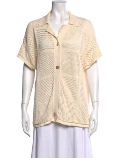 Pre-owned Nanushka Short Sleeve Button-up Top In Neutral