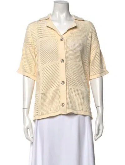 Pre-owned Nanushka Short Sleeve Button-up Top In Neutral