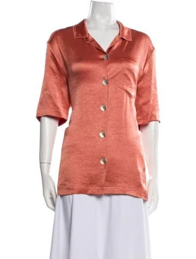 Pre-owned Nanushka Short Sleeve Button-up Top In Orange