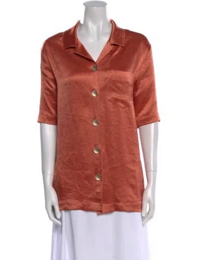 Pre-owned Nanushka Short Sleeve Button-up Top In Orange