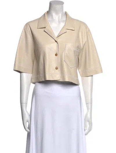 Pre-owned Nanushka Short Sleeve Crop Top In Neutral