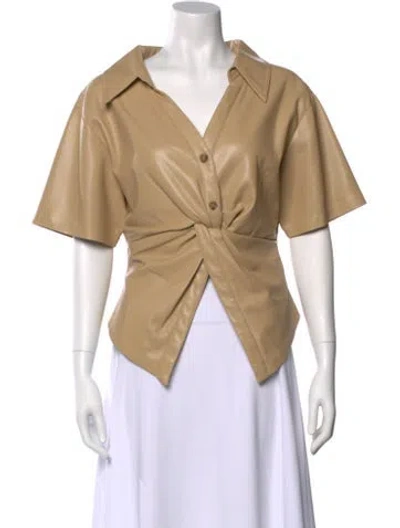 Pre-owned Nanushka Short Sleeve Crop Top In Neutral