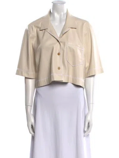 Pre-owned Nanushka Short Sleeve Crop Top In Neutral