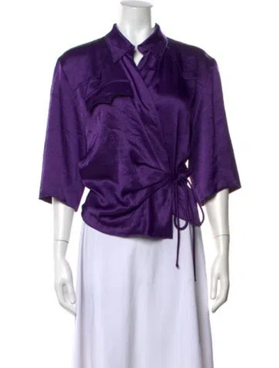 Pre-owned Nanushka Short Sleeve Top In Purple