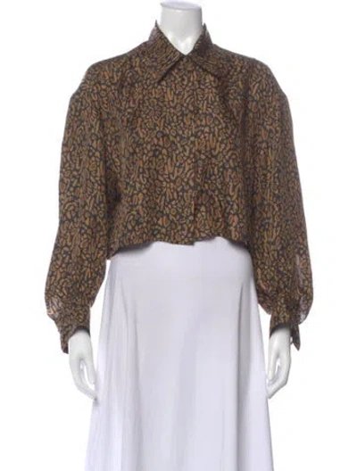 Pre-owned Nanushka Silk Animal Print Blouse In Brown