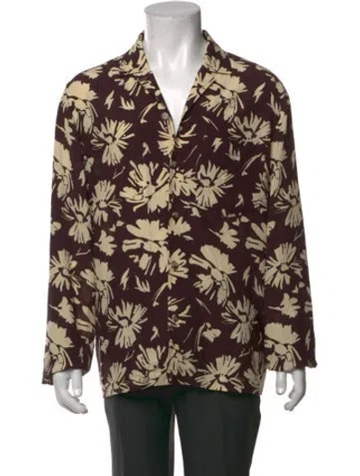 Pre-owned Nanushka Silk Floral Print Shirt In Brown