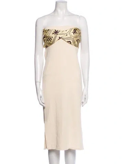 Pre-owned Nanushka Silk Knee-length Dress In Neutral