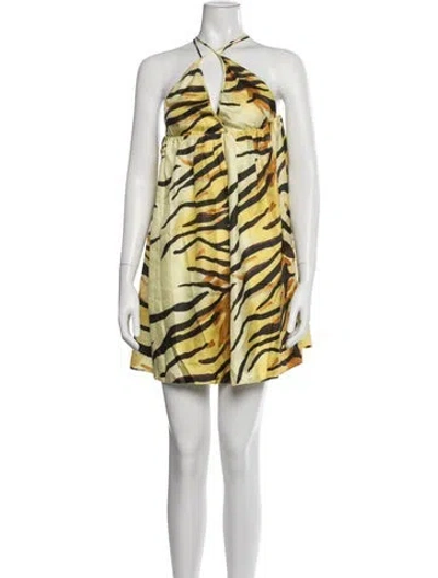Pre-owned Nanushka Silk Mini Dress In Yellow