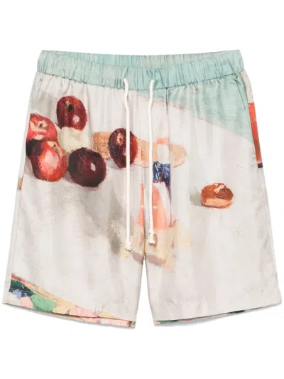 Nanushka Silk Shorts In White