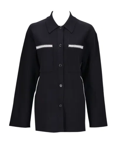 Nanushka Silvia Crochet-trim Shirt In Black