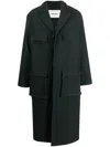 Nanushka Single-breasted Long Coat In Green