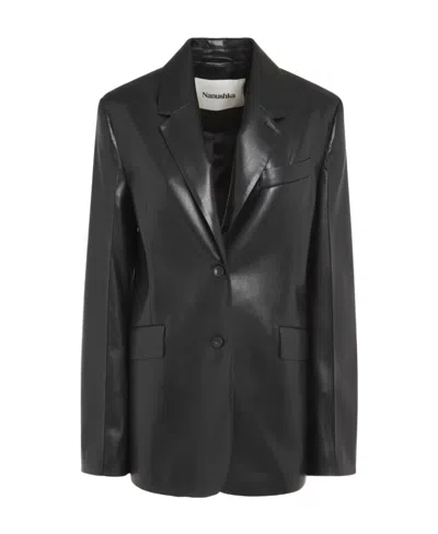 Nanushka Single-breasted Long-sleeved Jacket In Black