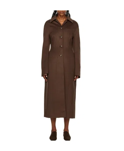 Nanushka Single-breasted Wool Coat In Brown