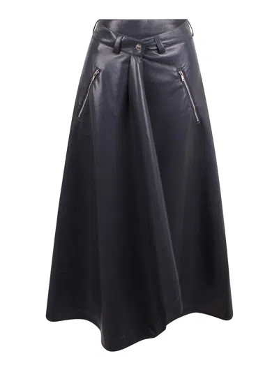 Nanushka Skirt -fault Closing Skirt In Eco -leather In Blue