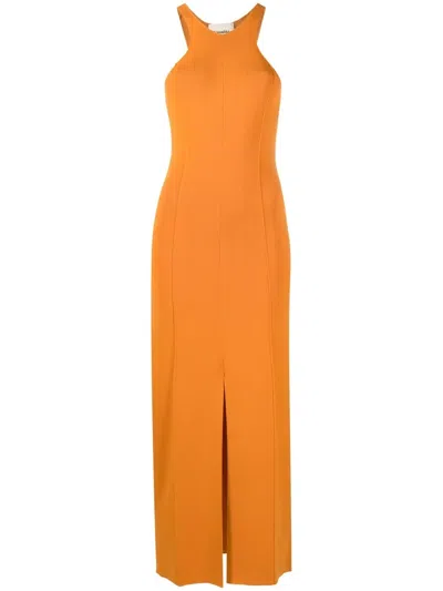 Nanushka Elia Viscose-blend Long Dress In Orange