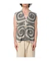 Nanushka Sleeveless Graphic-print Cardigan In Gray
