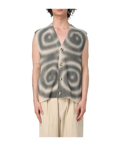 Nanushka Sleeveless Graphic-print Cardigan In Gray