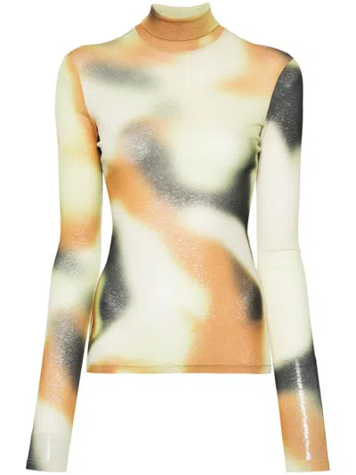 Nanushka Smudged Graffiti-print Top In Yellow