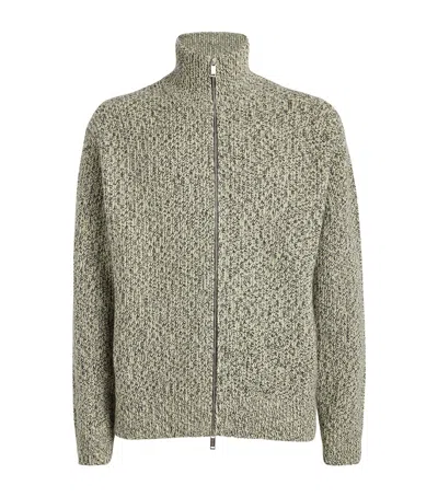 Nanushka Sonni Zip-up Sweater In Black/moon Mouline