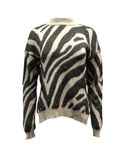 Nanushka Sosa Zebra Intarsia Sweater In Beige Cotton In Black