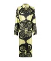 Nanushka Spiral Spray-print Silk Shirtdress In Black