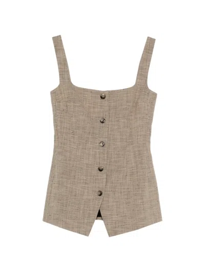 Nanushka Square Neck Tailored Vest In Neutral