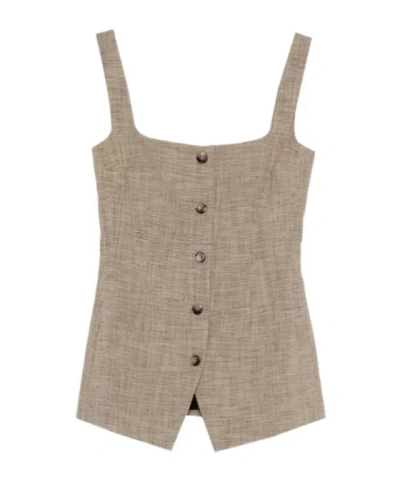 Nanushka Square Neck Tailored Vest In Nude