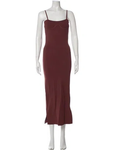 Pre-owned Nanushka Square Neckline Long Dress In Brown