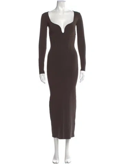 Pre-owned Nanushka Square Neckline Long Dress In Brown
