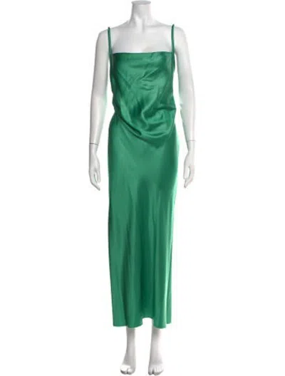 Pre-owned Nanushka Square Neckline Long Dress In Green