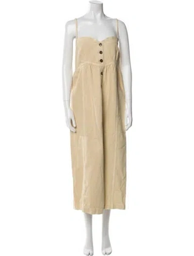 Pre-owned Nanushka Square Neckline Long Dress In Neutral