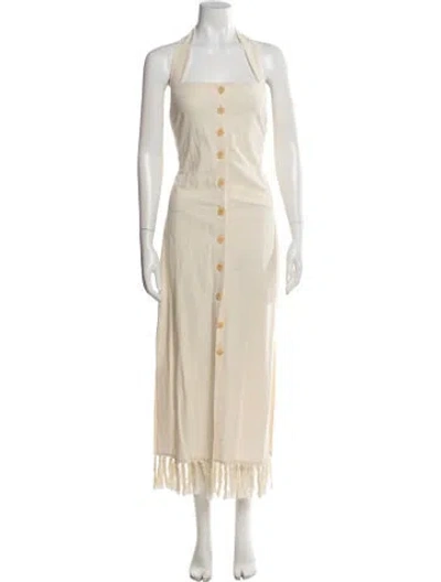 Pre-owned Nanushka Square Neckline Long Dress In Neutral